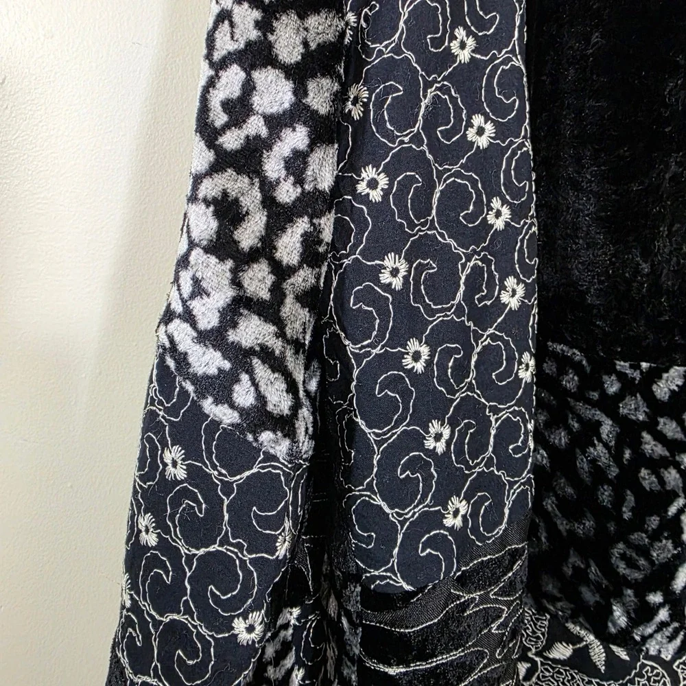 Multiples Women Jacket Patchwork Velvet Animal Print Artistic Blazer Size Small